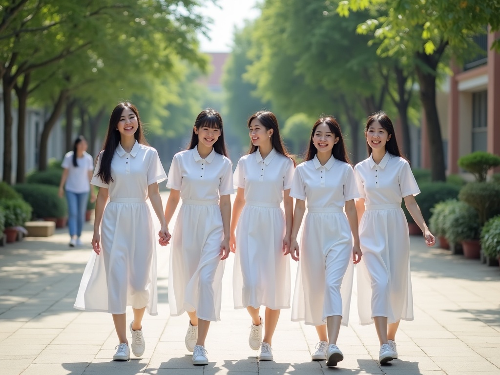 Học sinh áo dài sân trường