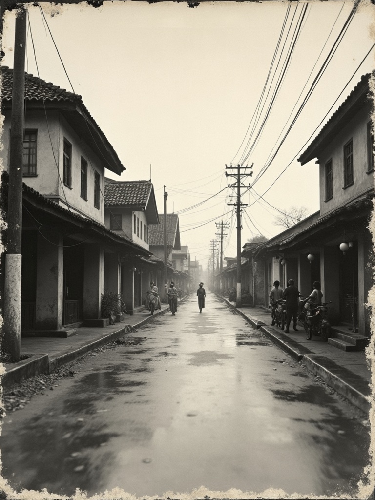 IMG-054 | Phố xưa đen trắng, ảnh cũ phai màu