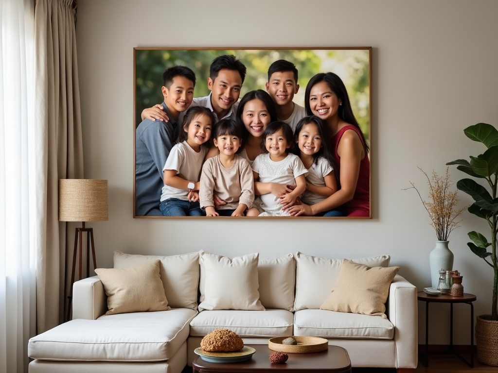 IMG-057 | Phòng khách với ảnh gia đình treo tường